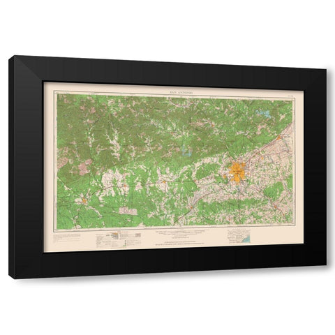 San Antonio Texas Quad - USGS 1954 Black Modern Wood Framed Art Print by USGS