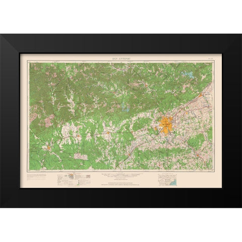 San Antonio Texas Quad - USGS 1954 Black Modern Wood Framed Art Print by USGS