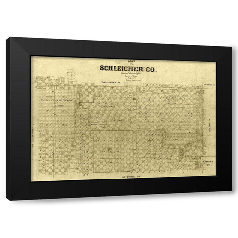 Schleicher County Texas -1887 Black Modern Wood Framed Art Print by Unknown
