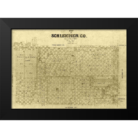 Schleicher County Texas -1887 Black Modern Wood Framed Art Print by Unknown