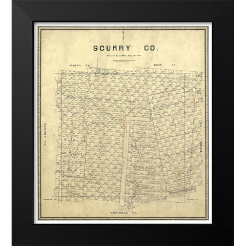 Scurry County Texas - Walsh 1880 Black Modern Wood Framed Art Print by Walsh