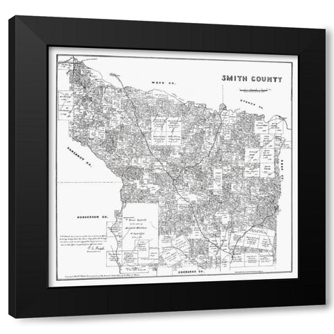 Smith County Texas - Walsh 1880 Black Modern Wood Framed Art Print by Walsh