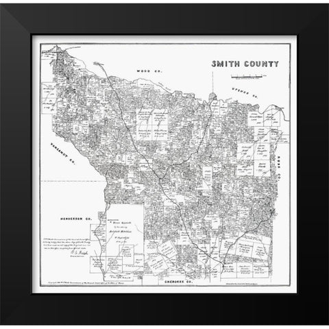 Smith County Texas - Walsh 1880 Black Modern Wood Framed Art Print by Walsh