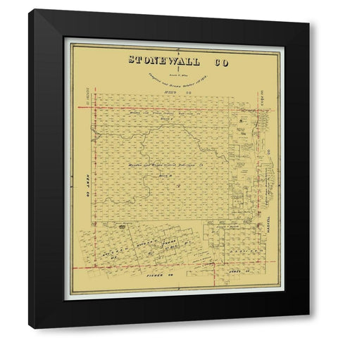 Stonewall County Texas - Wise 1879 Black Modern Wood Framed Art Print by Wise