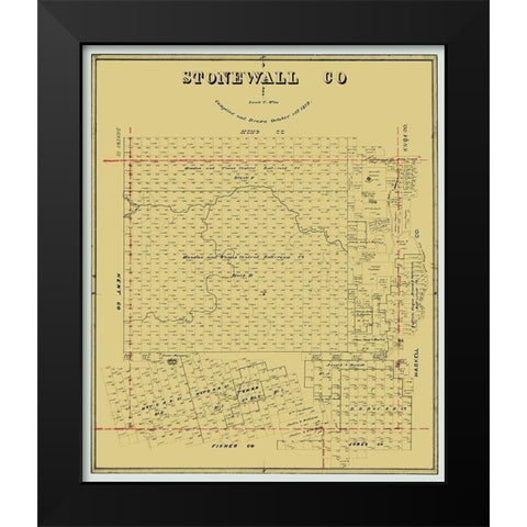 Stonewall County Texas - Wise 1879 Black Modern Wood Framed Art Print by Wise