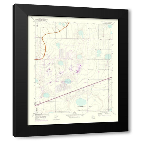 Sevenmile Basin Texas Quad - USGS 1975 Black Modern Wood Framed Art Print with Double Matting by USGS