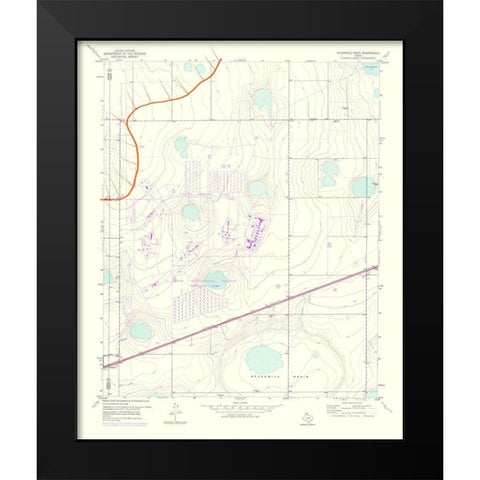 Sevenmile Basin Texas Quad - USGS 1975 Black Modern Wood Framed Art Print by USGS