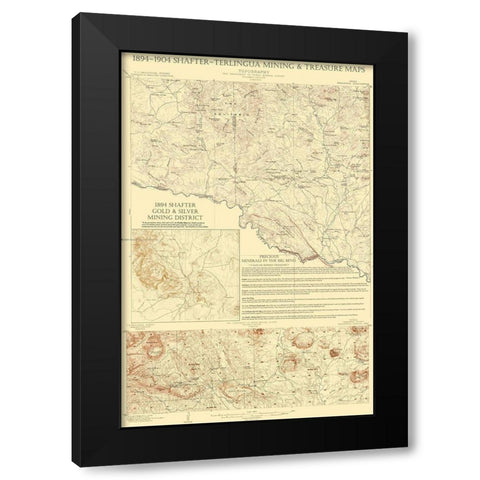 Shafter Terlingua Texas Mining Treasures Quad Black Modern Wood Framed Art Print by USGS