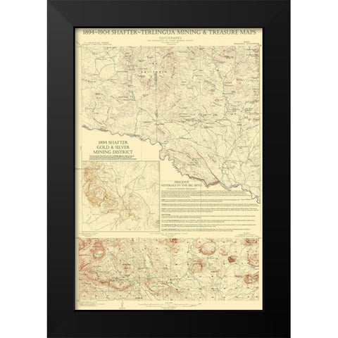 Shafter Terlingua Texas Mining Treasures Quad Black Modern Wood Framed Art Print by USGS