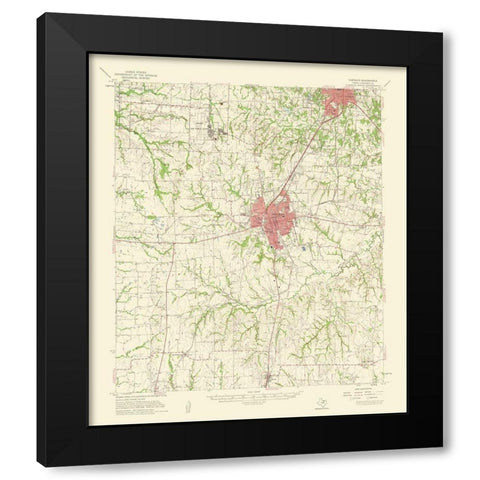 Sherman Texas Quad - USGS 1959 Black Modern Wood Framed Art Print with Double Matting by USGS
