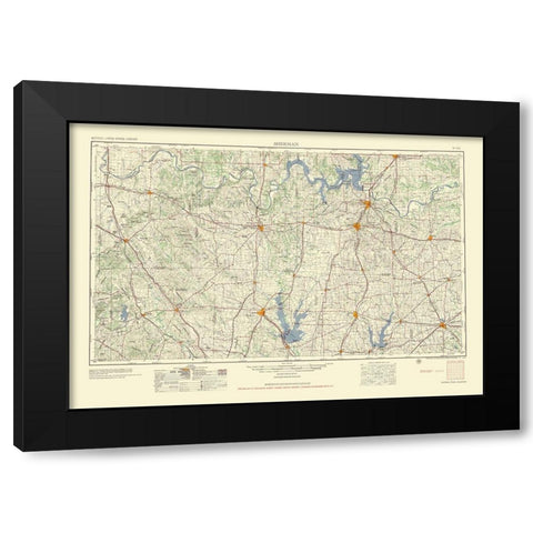 Sherman Texas Quad - USGS 1954 Black Modern Wood Framed Art Print with Double Matting by USGS