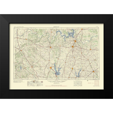 Sherman Texas Quad - USGS 1954 Black Modern Wood Framed Art Print by USGS