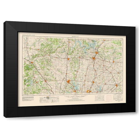 Sherman Texas Quad - USGS 1954 Black Modern Wood Framed Art Print with Double Matting by USGS