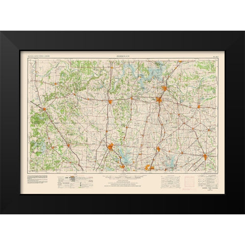 Sherman Texas Quad - USGS 1954 Black Modern Wood Framed Art Print by USGS