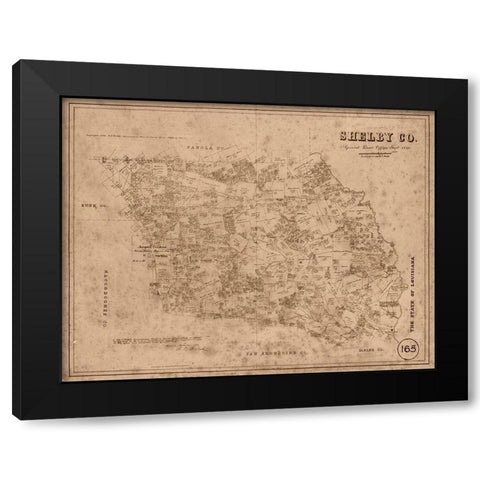Shelby County Texas - Walsh 1880 Black Modern Wood Framed Art Print with Double Matting by Walsh