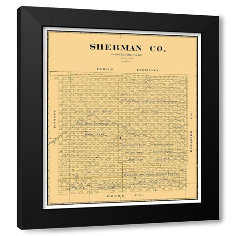 Sherman County Texas - Beaumont 1889 Black Modern Wood Framed Art Print by Beaumont