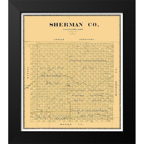 Sherman County Texas - Beaumont 1889 Black Modern Wood Framed Art Print by Beaumont