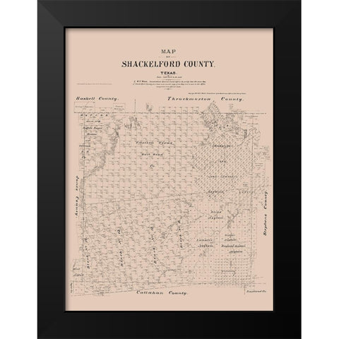 Shackelford County Texas - Walsh 1879 Black Modern Wood Framed Art Print by Walsh