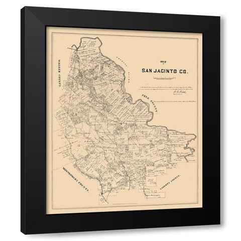 San Jacinto County Texas - Walsh 1879 Black Modern Wood Framed Art Print by Walsh