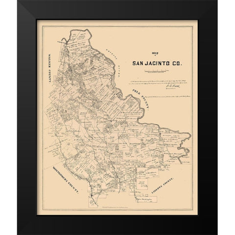 San Jacinto County Texas - Walsh 1879 Black Modern Wood Framed Art Print by Walsh