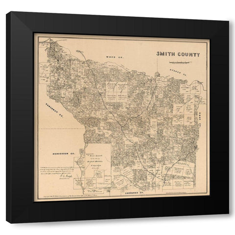 Smith County Texas - Wildort 1905 Black Modern Wood Framed Art Print by Wildort