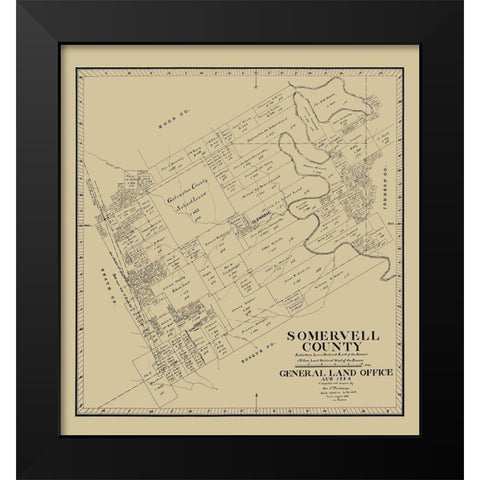 Somervell County Texas - Theilepape 1884 Black Modern Wood Framed Art Print by Thielepape