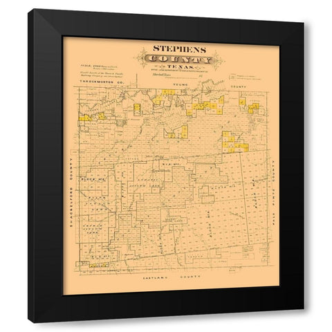 Stephens County Texas - Gast 1870 Black Modern Wood Framed Art Print by Gast