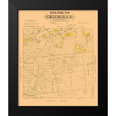 Stephens County Texas - Gast 1870 Black Modern Wood Framed Art Print by Gast