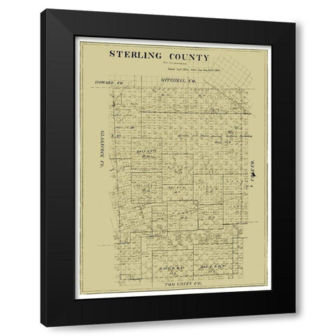 Sterling County Texas -1891 Black Modern Wood Framed Art Print by Unknown