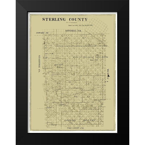 Sterling County Texas -1891 Black Modern Wood Framed Art Print by Unknown
