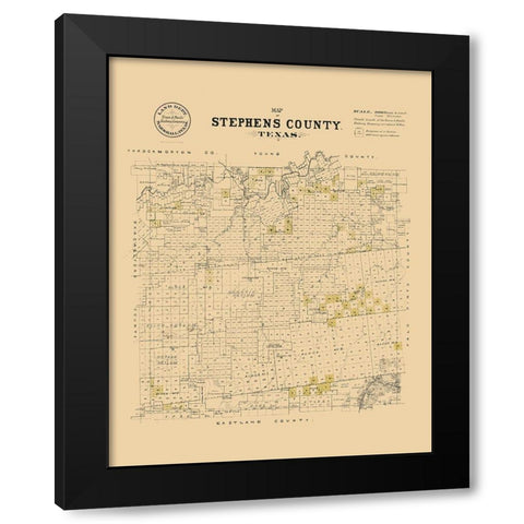 Stephens County Texas - Strickland 1870 Black Modern Wood Framed Art Print by Strickland