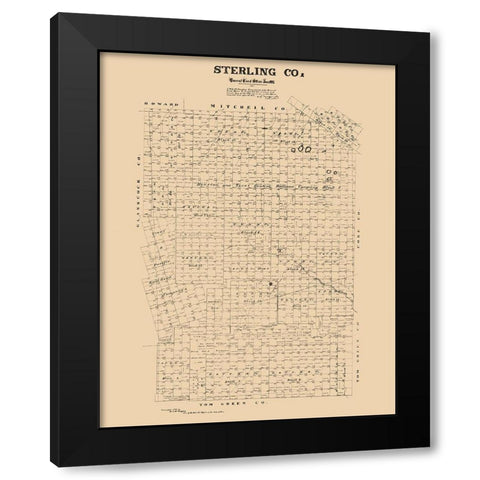 Sterling County Texas - McGaughey 1892 Black Modern Wood Framed Art Print by McGaughey