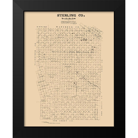 Sterling County Texas - McGaughey 1892 Black Modern Wood Framed Art Print by McGaughey