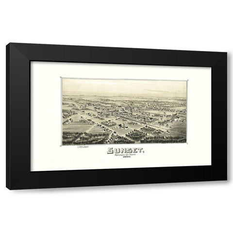 Sunset Texas - Fowler 1890 Black Modern Wood Framed Art Print with Double Matting by Fowler