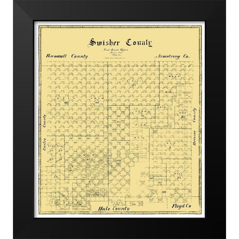 Swisher County Texas -1873 Black Modern Wood Framed Art Print by Unknown