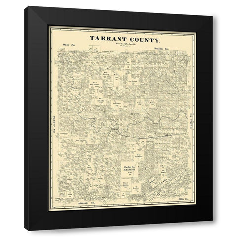 Tarrant Texas Landowner - Land Office 1885 Black Modern Wood Framed Art Print by Land Office