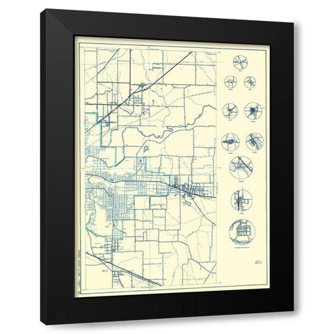 Tarrant Texas - 1936 Black Modern Wood Framed Art Print with Double Matting by Unknown