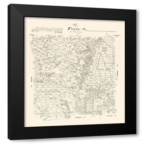 Taylor County Texas - Walsh 1879 Black Modern Wood Framed Art Print by Walsh