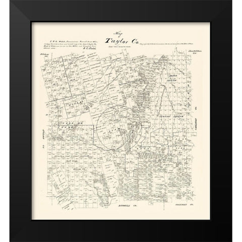 Taylor County Texas - Walsh 1879 Black Modern Wood Framed Art Print by Walsh