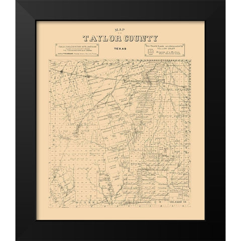 Taylor County Texas - Abrams 1890 Black Modern Wood Framed Art Print by Abrams