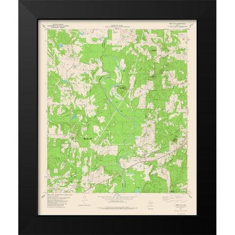 Todd City Texas Quad - USGS 1982 Black Modern Wood Framed Art Print by USGS