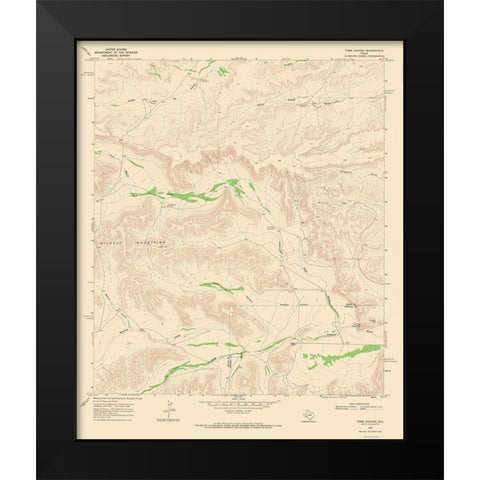 Toms Canyon Texas Quad - USGS 1968 Black Modern Wood Framed Art Print by USGS