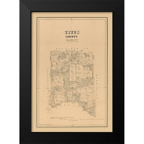 Titus County Texas - Walsh 1880 Black Modern Wood Framed Art Print by Walsh