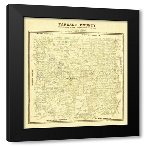 Tarrant County Texas - Lucas 1873 Black Modern Wood Framed Art Print with Double Matting by Lucas