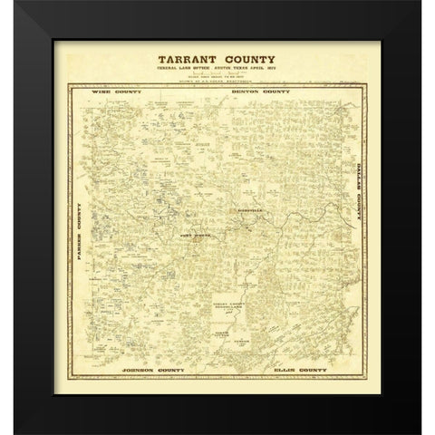 Tarrant County Texas - Lucas 1873 Black Modern Wood Framed Art Print by Lucas