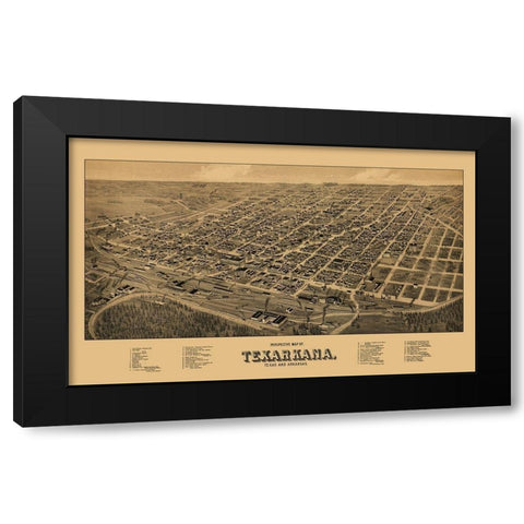 Texarkana Texas - Wellge 1888 Black Modern Wood Framed Art Print with Double Matting by Wellge