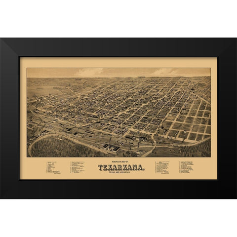 Texarkana Texas - Wellge 1888 Black Modern Wood Framed Art Print by Wellge