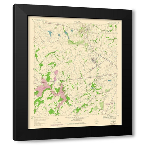 Tehuacana Texas Quad - USGS 1960 Black Modern Wood Framed Art Print with Double Matting by USGS