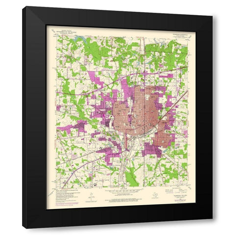 Texarkana Texas Quad - USGS 1954 Black Modern Wood Framed Art Print with Double Matting by USGS