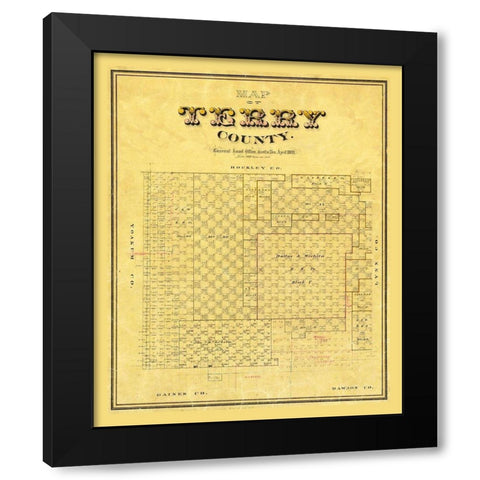 Terry County Texas -1893 Black Modern Wood Framed Art Print with Double Matting by Unknown